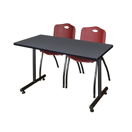 Kobe Rectangle Tables > Training Tables > Kobe Training Table & Chair Sets, 48 W, 30 L, 29 H, Grey MKTRCT4830GY47BY